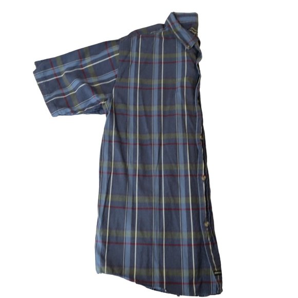 O'NEILL Shirt Men's Casual Button Up Short Sleeve Plaid Collared Blue XL - Picture 2 of 12